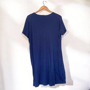 Lands' End Women's Navy Blue Short Sleeve T-Shirt Dress XL 100% Cotton